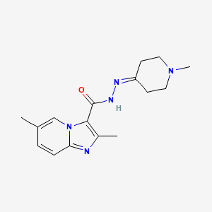 molecular formula C16H21N5O B5599492 2,6-二甲基-N'-(1-甲基-4-哌啶亚胺基)咪唑并[1,2-a]吡啶-3-碳酰肼 