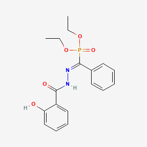 molecular formula C18H21N2O5P B5599507 二乙基[(2-羟基苯甲酰)(苯基)碳酰肼基]膦酸酯 