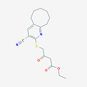 molecular formula C18H22N2O3S B5599553 ethyl 4-[(3-cyano-5,6,7,8,9,10-hexahydrocycloocta[b]pyridin-2-yl)thio]-3-oxobutanoate 