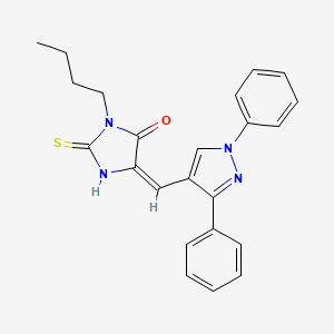 molecular formula C23H22N4OS B5599557 3-butyl-5-[(1,3-diphenyl-1H-pyrazol-4-yl)methylene]-2-thioxo-4-imidazolidinone 