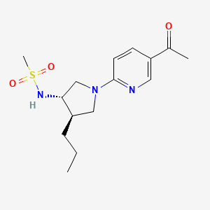 molecular formula C15H23N3O3S B5599576 N-[(3S*,4R*)-1-(5-acetyl-2-pyridinyl)-4-propyl-3-pyrrolidinyl]methanesulfonamide 