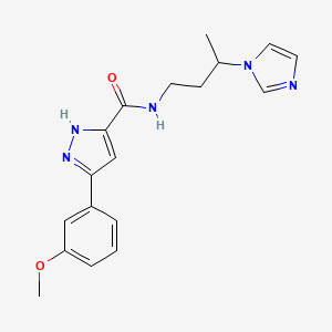 molecular formula C18H21N5O2 B5599623 N-[3-(1H-imidazol-1-yl)butyl]-3-(3-methoxyphenyl)-1H-pyrazole-5-carboxamide 