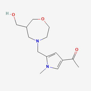 molecular formula C14H22N2O3 B5599631 1-(5-{[6-(hydroxymethyl)-1,4-oxazepan-4-yl]methyl}-1-methyl-1H-pyrrol-3-yl)ethanone 