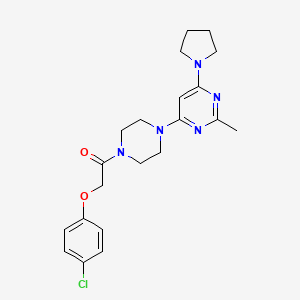 molecular formula C21H26ClN5O2 B5599653 4-{4-[(4-chlorophenoxy)acetyl]-1-piperazinyl}-2-methyl-6-(1-pyrrolidinyl)pyrimidine 