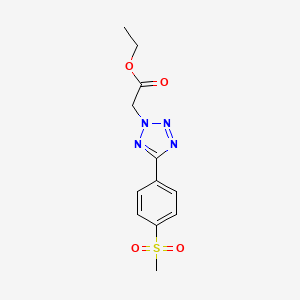 molecular formula C12H14N4O4S B5599667 乙酸{5-[4-(甲基磺酰基)苯基]-2H-四唑-2-基} 