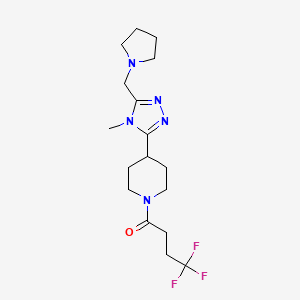molecular formula C17H26F3N5O B5599706 4-[4-methyl-5-(pyrrolidin-1-ylmethyl)-4H-1,2,4-triazol-3-yl]-1-(4,4,4-trifluorobutanoyl)piperidine 