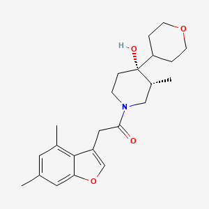 molecular formula C23H31NO4 B5599712 (3R*,4R*)-1-[(4,6-二甲基-1-苯并呋喃-3-基)乙酰]-3-甲基-4-(四氢-2H-吡喃-4-基)哌啶-4-醇 