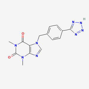 molecular formula C15H14N8O2 B5599726 1,3-dimethyl-7-[4-(1H-tetrazol-5-yl)benzyl]-3,7-dihydro-1H-purine-2,6-dione 