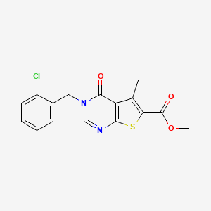 molecular formula C16H13ClN2O3S B5599756 methyl 3-(2-chlorobenzyl)-5-methyl-4-oxo-3,4-dihydrothieno[2,3-d]pyrimidine-6-carboxylate 