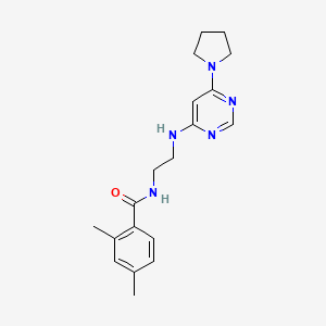 molecular formula C19H25N5O B5599762 2,4-dimethyl-N-(2-{[6-(1-pyrrolidinyl)-4-pyrimidinyl]amino}ethyl)benzamide 
