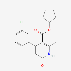 molecular formula C18H20ClNO3 B5599772 cyclopentyl 4-(3-chlorophenyl)-2-methyl-6-oxo-1,4,5,6-tetrahydro-3-pyridinecarboxylate 
