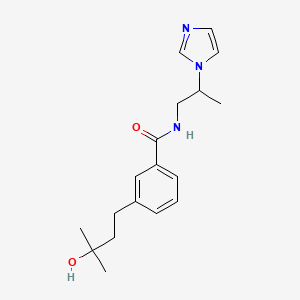 molecular formula C18H25N3O2 B5599787 3-(3-hydroxy-3-methylbutyl)-N-[2-(1H-imidazol-1-yl)propyl]benzamide 