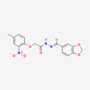 molecular formula C17H15N3O6 B5599803 N'-[(E)-1,3-benzodioxol-5-ylmethylidene]-2-(4-methyl-2-nitrophenoxy)acetohydrazide 