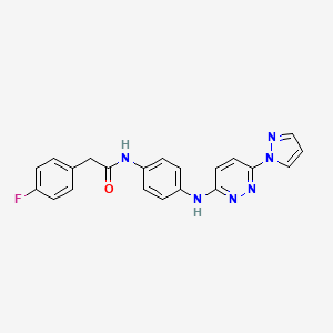 2-(4-fluorophenyl)-N-(4-{[6-(1H-pyrazol-1-yl)-3-pyridazinyl]amino}phenyl)acetamide