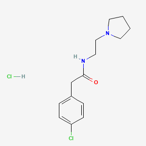 molecular formula C14H20Cl2N2O B5599891 2-(4-chlorophenyl)-N-[2-(1-pyrrolidinyl)ethyl]acetamide hydrochloride 