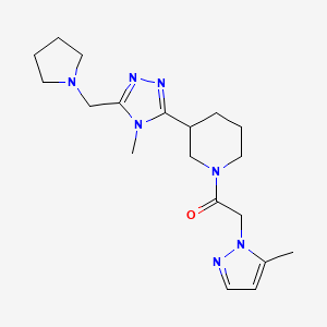 1-[(5-methyl-1H-pyrazol-1-yl)acetyl]-3-[4-methyl-5-(pyrrolidin-1-ylmethyl)-4H-1,2,4-triazol-3-yl]piperidine