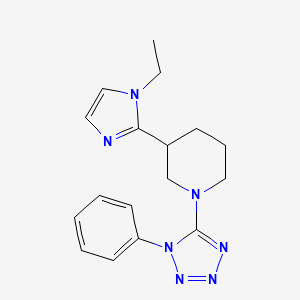 molecular formula C17H21N7 B5599959 3-(1-ethyl-1H-imidazol-2-yl)-1-(1-phenyl-1H-tetrazol-5-yl)piperidine 