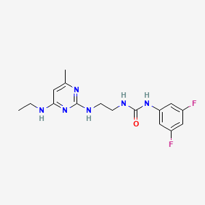 molecular formula C16H20F2N6O B5599975 N-(3,5-difluorophenyl)-N'-(2-{[4-(ethylamino)-6-methyl-2-pyrimidinyl]amino}ethyl)urea 