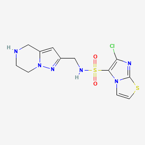 molecular formula C12H13ClN6O2S2 B5599999 6-chloro-N-(4,5,6,7-tetrahydropyrazolo[1,5-a]pyrazin-2-ylmethyl)imidazo[2,1-b][1,3]thiazole-5-sulfonamide hydrochloride 