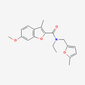 molecular formula C19H21NO4 B5600017 N-ethyl-6-methoxy-3-methyl-N-[(5-methyl-2-furyl)methyl]-1-benzofuran-2-carboxamide 