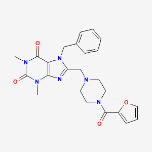 7-benzyl-8-{[4-(furan-2-carbonyl)piperazin-1-yl]methyl}-1,3-dimethyl-2,3,6,7-tetrahydro-1H-purine-2,6-dione