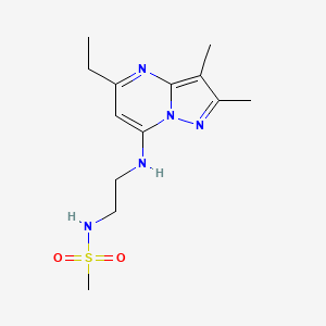 molecular formula C13H21N5O2S B5600052 N-{2-[(5-乙基-2,3-二甲基吡唑并[1,5-a]嘧啶-7-基)氨基]乙基}甲磺酰胺 