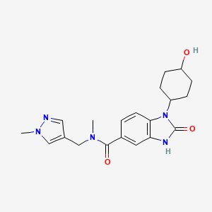 molecular formula C20H25N5O3 B5600074 1-(trans-4-hydroxycyclohexyl)-N-methyl-N-[(1-methyl-1H-pyrazol-4-yl)methyl]-2-oxo-2,3-dihydro-1H-benzimidazole-5-carboxamide 