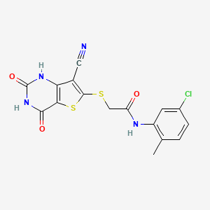 molecular formula C16H11ClN4O3S2 B5600102 N-(5-chloro-2-methylphenyl)-2-[(7-cyano-4-hydroxy-2-oxo-1,2-dihydrothieno[3,2-d]pyrimidin-6-yl)thio]acetamide 