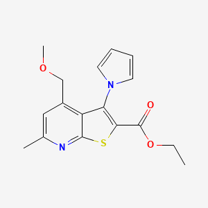 molecular formula C17H18N2O3S B5600142 ethyl 4-(methoxymethyl)-6-methyl-3-(1H-pyrrol-1-yl)thieno[2,3-b]pyridine-2-carboxylate 