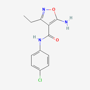 molecular formula C12H12ClN3O2 B5600218 5-amino-N-(4-chlorophenyl)-3-ethyl-1,2-oxazole-4-carboxamide 