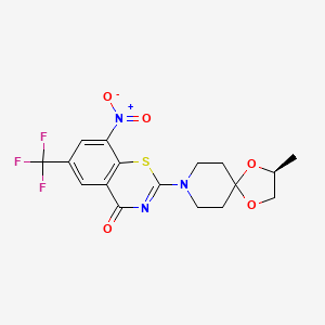 molecular formula C₁₇H₁₆F₃N₃O₅S B560037 (S)-2-(2-methyl-1,4-dioxa-8-azaspiro[4.5]decan-8-yl)-8-nitro-6-(trifluoromethyl)-4H-benzo[e][1,3]thiazin-4-one CAS No. 1161233-85-7