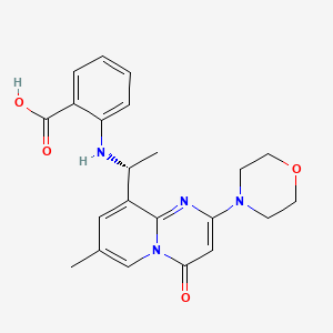 molecular formula C₂₂H₂₄N₄O₄ B560039 2-[[(1R)-1-[7-Methyl-2-(4-morpholinyl)-4-oxo-4H-pyrido[1,2-a]pyrimidin-9-yl]ethyl]amino]benzoic acid CAS No. 1173900-33-8