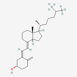 molecular formula C27H38D6O B560042 (1S,3Z)-3-[(2E)-2-[(1R,3aS,7aR)-7a-methyl-1-[(2R)-7,7,7-trideuterio-6-(trideuteriomethyl)heptan-2-yl]-2,3,3a,5,6,7-hexahydro-1H-inden-4-ylidene]ethylidene]-4-methylidenecyclohexan-1-ol CAS No. 118584-54-6