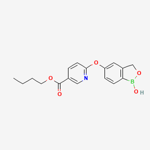 molecular formula C17H18BNO5 B560043 butyl 6-[(1-hydroxy-3H-2,1-benzoxaborol-5-yl)oxy]pyridine-3-carboxylate CAS No. 1187187-10-5