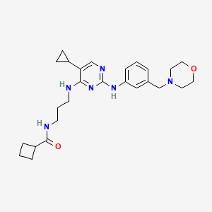 molecular formula C26H36N6O2 B560048 N-{3-[(5-环丙基-2-{[3-(吗啉-4-基甲基)苯基]氨基}嘧啶-4-基)氨基]丙基}环丁烷甲酰胺 CAS No. 1190378-57-4
