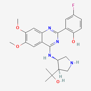 molecular formula C23H27FN4O4 B560082 4-氟-2-(4-{[(3s,4r)-4-(1-羟基-1-甲基乙基)吡咯烷-3-基]氨基}-6,7-二甲氧基喹唑啉-2-基)苯酚 CAS No. 1262849-73-9