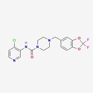 molecular formula C18H17ClF2N4O3 B560100 N-(4-Chloropyridin-3-yl)-4-((2,2-difluorobenzo[d][1,3]dioxol-5-yl)methyl)piperazine-1-carboxamide CAS No. 1346528-50-4