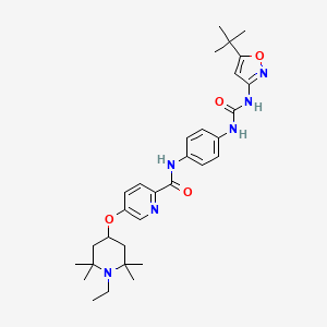 molecular formula C₃₁H₄₂N₆O₄ B560102 N-(4-{[(5-tert-butyl-1,2-oxazol-3-yl)carbamoyl]amino}phenyl)-5-[(1-ethyl-2,2,6,6-tetramethylpiperidin-4-yl)oxy]pyridine-2-carboxamide CAS No. 1351522-04-7