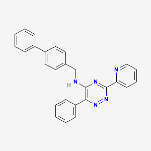 molecular formula C27H21N5 B560111 6-phenyl-N-[(4-phenylphenyl)methyl]-3-(2-pyridinyl)-1,2,4-triazin-5-amine CAS No. 1357171-62-0
