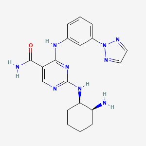molecular formula C19H23N9O B560114 2-[[(1R,2S)-2-aminocyclohexyl]amino]-4-[3-(triazol-2-yl)anilino]pyrimidine-5-carboxamide CAS No. 1370261-96-3