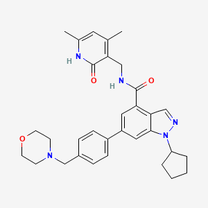 molecular formula C₃₂H₃₇N₅O₃ B560121 1-环戊基-N-((4,6-二甲基-2-氧代-1,2-二氢吡啶-3-基)甲基)-6-(4-(吗啉甲基)苯基)-1H-吲唑-4-甲酰胺 CAS No. 1396772-26-1