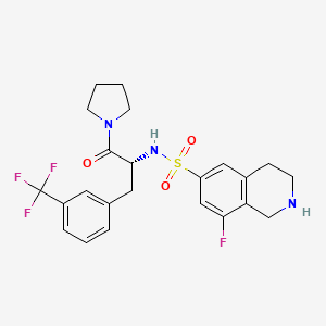 molecular formula C₂₃H₂₅F₄N₃O₃S B560162 8-氟-N-{(2r)-1-氧代-1-(吡咯烷-1-基)-3-[3-(三氟甲基)苯基]丙-2-基}-1,2,3,4-四氢异喹啉-6-磺酰胺 CAS No. 1627676-59-8