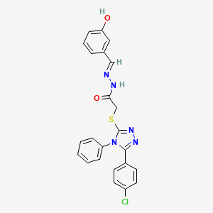 2-{[5-(4-chlorophenyl)-4-phenyl-4H-1,2,4-triazol-3-yl]sulfanyl}-N'-[(E)-(3-hydroxyphenyl)methylidene]acetohydrazide