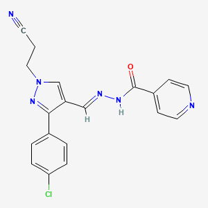 N-[(E)-[3-(4-chlorophenyl)-1-(2-cyanoethyl)pyrazol-4-yl]methylideneamino]pyridine-4-carboxamide