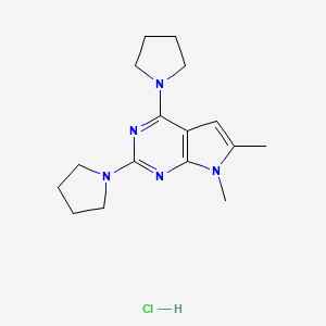 molecular formula C16H24ClN5 B560245 6,7-Dimethyl-2,4-dipyrrolidin-1-ylpyrrolo[2,3-d]pyrimidine;hydrochloride CAS No. 157013-85-9