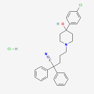 molecular formula C28H30Cl2N2O B560247 5-[4-(4-chlorophenyl)-4-hydroxypiperidin-1-yl]-2,2-diphenylpentanenitrile;hydrochloride CAS No. 1216540-18-9