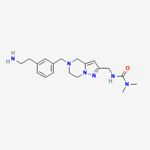 molecular formula C19H28N6O B5602558 N'-({5-[3-(2-aminoethyl)benzyl]-4,5,6,7-tetrahydropyrazolo[1,5-a]pyrazin-2-yl}methyl)-N,N-dimethylurea dihydrochloride 