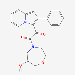 molecular formula C21H20N2O4 B5602565 2-(6-hydroxy-1,4-oxazepan-4-yl)-2-oxo-1-(2-phenylindolizin-3-yl)ethanone 