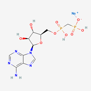 molecular formula C11H16N5NaO9P2 B560268 腺苷 5'-[氢（膦酰甲基）膦酸酯], 钠盐 CAS No. 89016-30-8