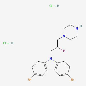 3,6-Dibromo-9-(2-fluoro-3-piperazin-1-ylpropyl)carbazole;dihydrochloride